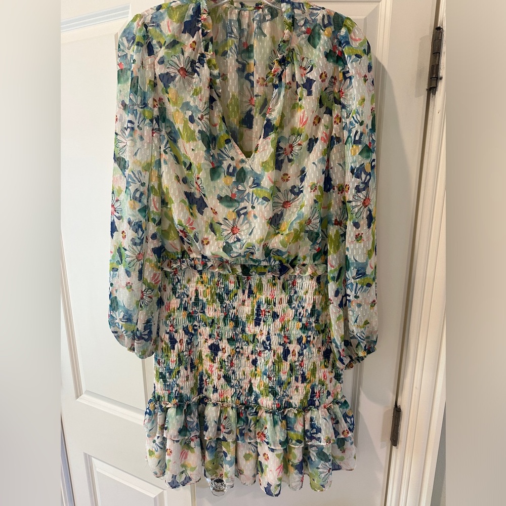 Multicolored Midi Pleated Ruffled Tiered Dress
